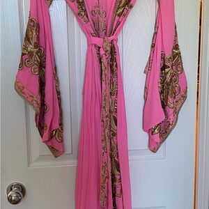 Elegant Pink Embellished Women's wrap  dress